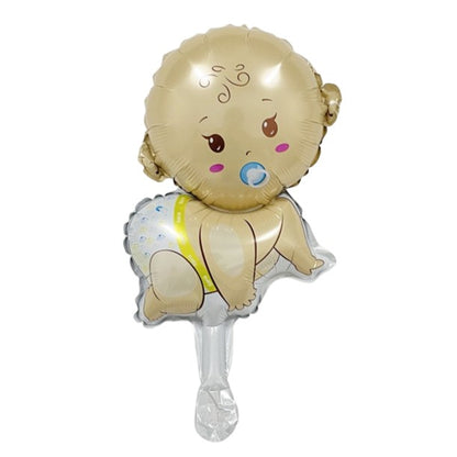 Balon din Folie Metalizata, Klevo, Mini Figurina, Model Bebelus Baietel, Tematica Gender Reveal, 45x25 cm, Ambalaj Individual, Pai Inclus, Umflare cu Aer sau Heliu, Multicolor