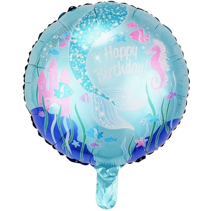 Balon din Folie Metalizata, Klevo, Mini Figurina Rotunda, Model Caluti de Mare, Happy Birthday, Tematica Aniversare, 45 cm, Ambalaj Individual, Pai Inclus, Umflare cu Aer sau Heliu, Multicolor