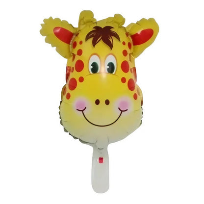 Balon din Folie Metalizata, Klevo, Mini Figurine Animalute, Model Girafa, Tematica Aniversare, 32x45 cm, Ambalaj Individual, Pai Inclus, Umflare cu Aer sau Heliu, Multicolor