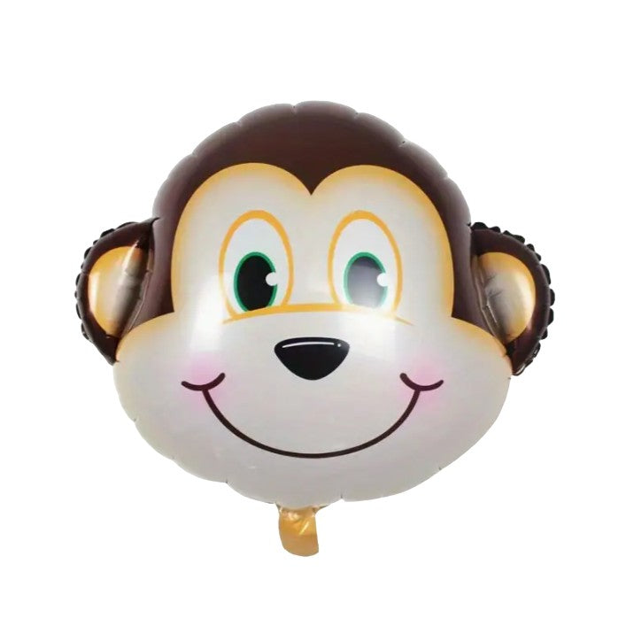 Balon din Folie Metalizata, Klevo, Mini Figurine Animalute, Model Maimutica, Tematica Aniversare, 42x42 cm, Ambalaj Individual, Pai Inclus, Umflare cu Aer sau Heliu, Multicolor