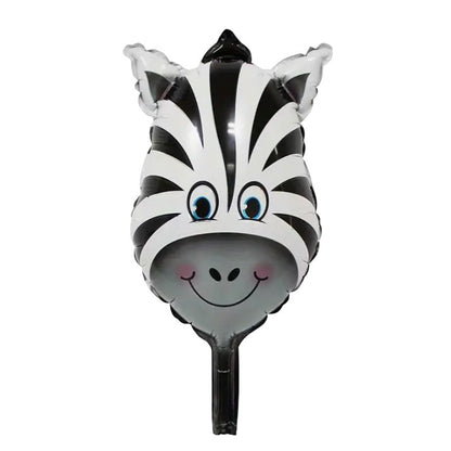 Balon din Folie Metalizata, Klevo, Mini Figurine Animalute, Model Zebra, Tematica Aniversare, 25x45 cm, Ambalaj Individual, Pai Inclus, Umflare cu Aer sau Heliu, Multicolor