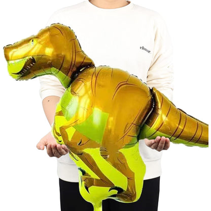 Balon din Folie Metalizata, Klevo, Mini Figurine Dinozauri, Model Velociraptor, Tematica Aniversare, 48x43 cm, Ambalaj Individual, Pai Inclus, Umflare cu Aer sau Heliu, Multicolor