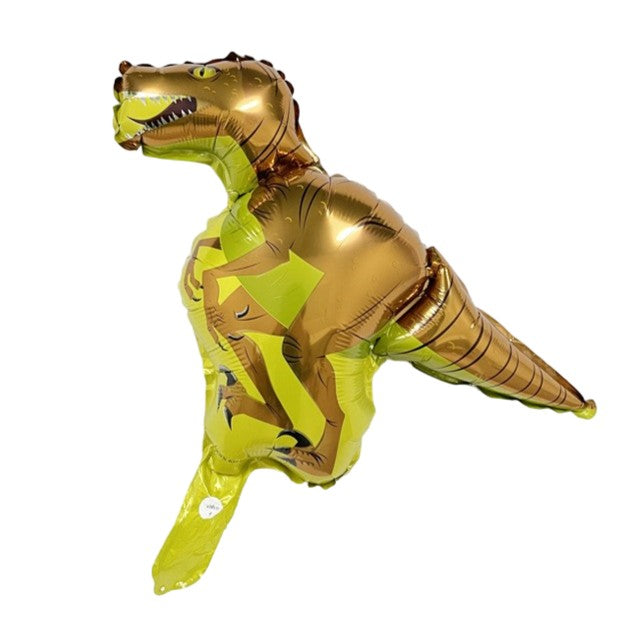 Balon din Folie Metalizata, Klevo, Mini Figurine Dinozauri, Model Velociraptor, Tematica Aniversare, 48x43 cm, Ambalaj Individual, Pai Inclus, Umflare cu Aer sau Heliu, Multicolor