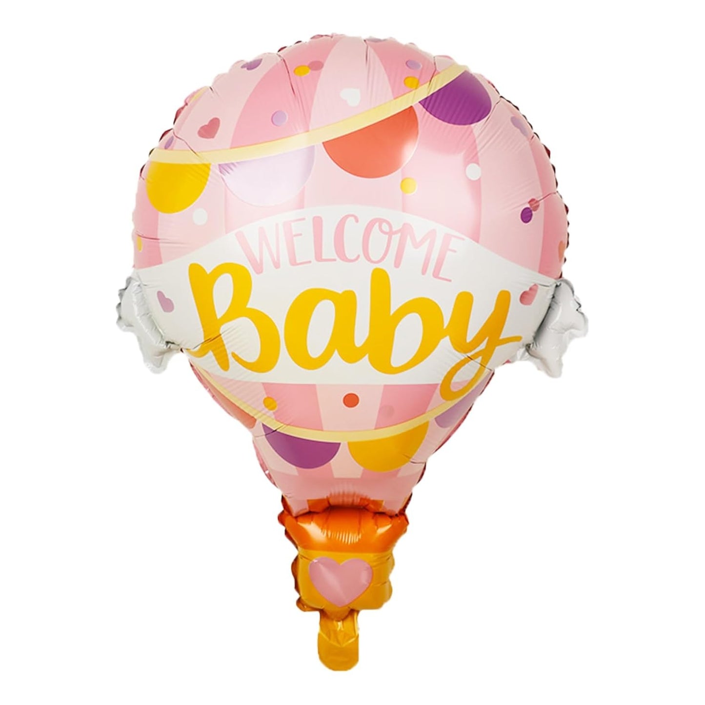 Balon din Folie Metalizata, Klevo, Mini Figurine, Model Balon cu Aer Cald Fetita, Tematica Welcome Baby, 80x62 cm, Ambalaj Individual, Pai Inclus, Umflare cu Aer sau Heliu, Roz