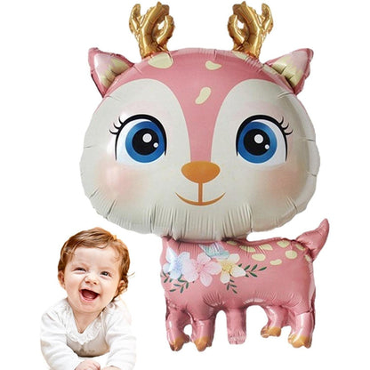 Balon din Folie Metalizata, Klevo, Mini Figurine, Model Cerb, Tematica Aniversare, 49x74.5 cm, Ambalaj Individual, Pai Inclus, Umflare cu Aer sau Heliu, Roz