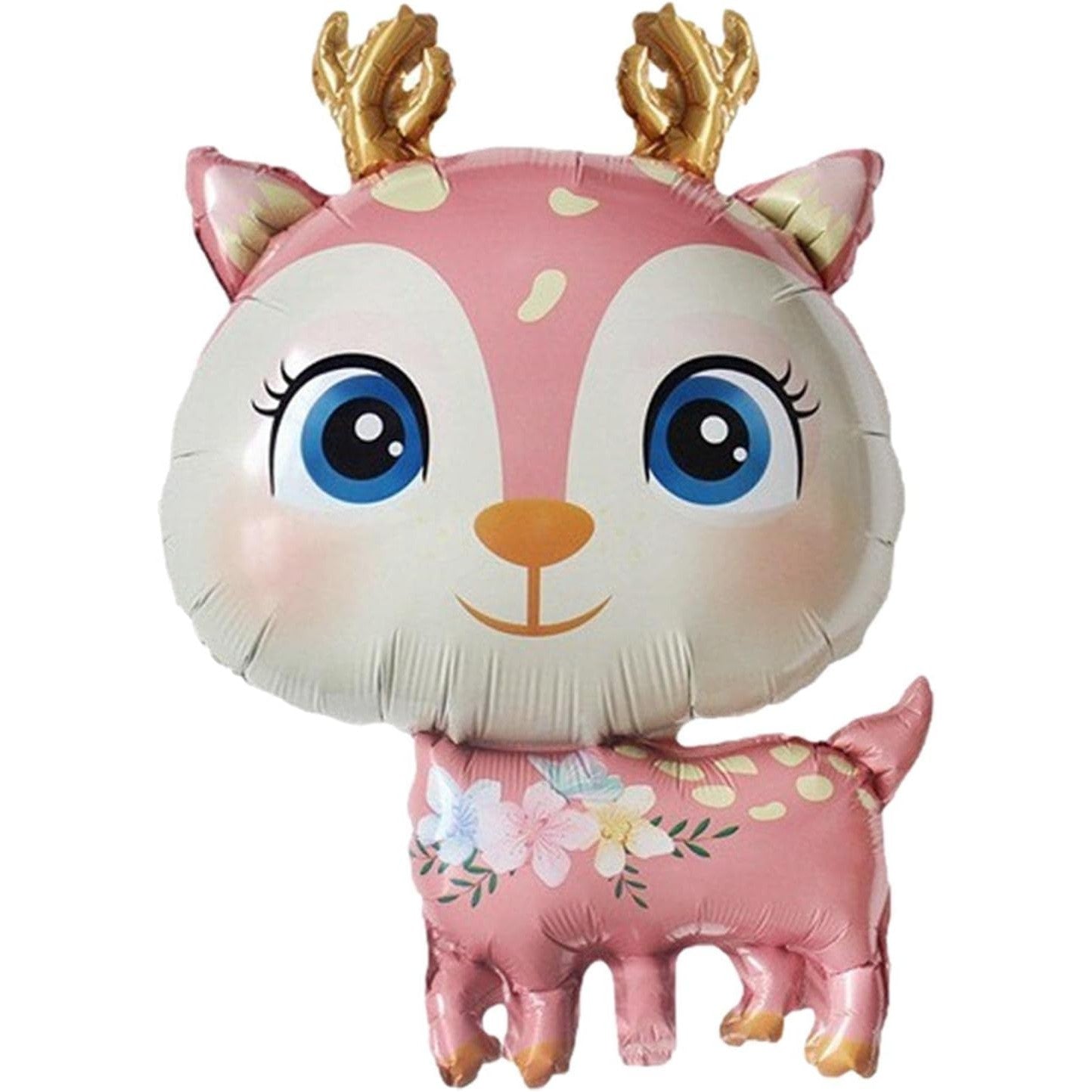 Balon din Folie Metalizata, Klevo, Mini Figurine, Model Cerb, Tematica Aniversare, 49x74.5 cm, Ambalaj Individual, Pai Inclus, Umflare cu Aer sau Heliu, Roz