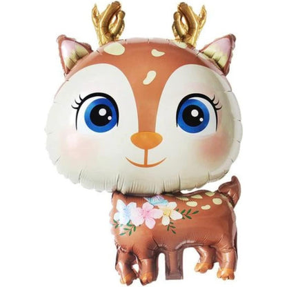 Balon din Folie Metalizata, Klevo, Mini Figurine, Model Cerb, Tematica Aniversare, 49x74.5 cm, Ambalaj Individual, Pai Inclus, Umflare cu Aer sau Heliu, Maro