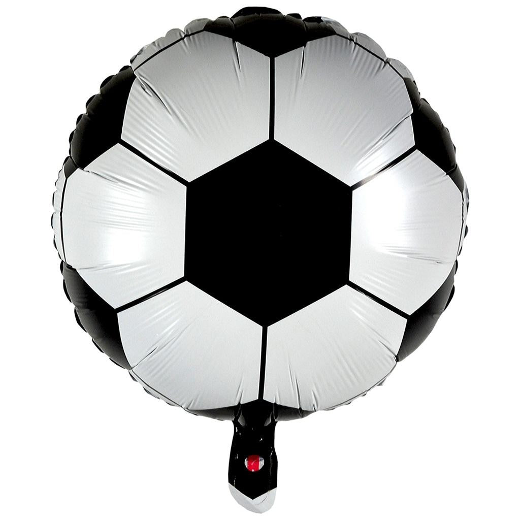 Balon din Folie Metalizata, Klevo, Mini Figurine, Model Minge de Fotbal, Tematica Aniversare, 30x24 cm, Ambalaj Individual, Pai Inclus, Umflare cu Aer sau Heliu, Alb-Negru
