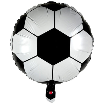 Balon din Folie Metalizata, Klevo, Mini Figurine, Model Minge de Fotbal, Tematica Aniversare, 30x24 cm, Ambalaj Individual, Pai Inclus, Umflare cu Aer sau Heliu, Alb-Negru