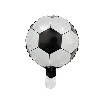 Balon din Folie Metalizata, Klevo, Mini Figurine, Model Minge de Fotbal, Tematica Aniversare, 30x24 cm, Ambalaj Individual, Pai Inclus, Umflare cu Aer sau Heliu, Alb-Negru