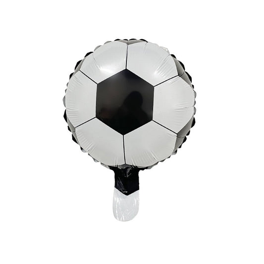 Balon din Folie Metalizata, Klevo, Mini Figurine, Model Minge de Fotbal, Tematica Aniversare, 30x24 cm, Ambalaj Individual, Pai Inclus, Umflare cu Aer sau Heliu, Alb-Negru