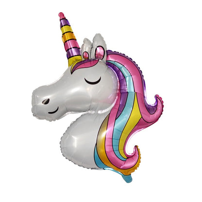 Balon din Folie Metalizata, Klevo, Mini Figurine, Model Unicorn, Tematica Aniversare, 115x76 cm, Ambalaj Individual, Pai Inclus, Umflare cu Aer sau Heliu, Multicolor