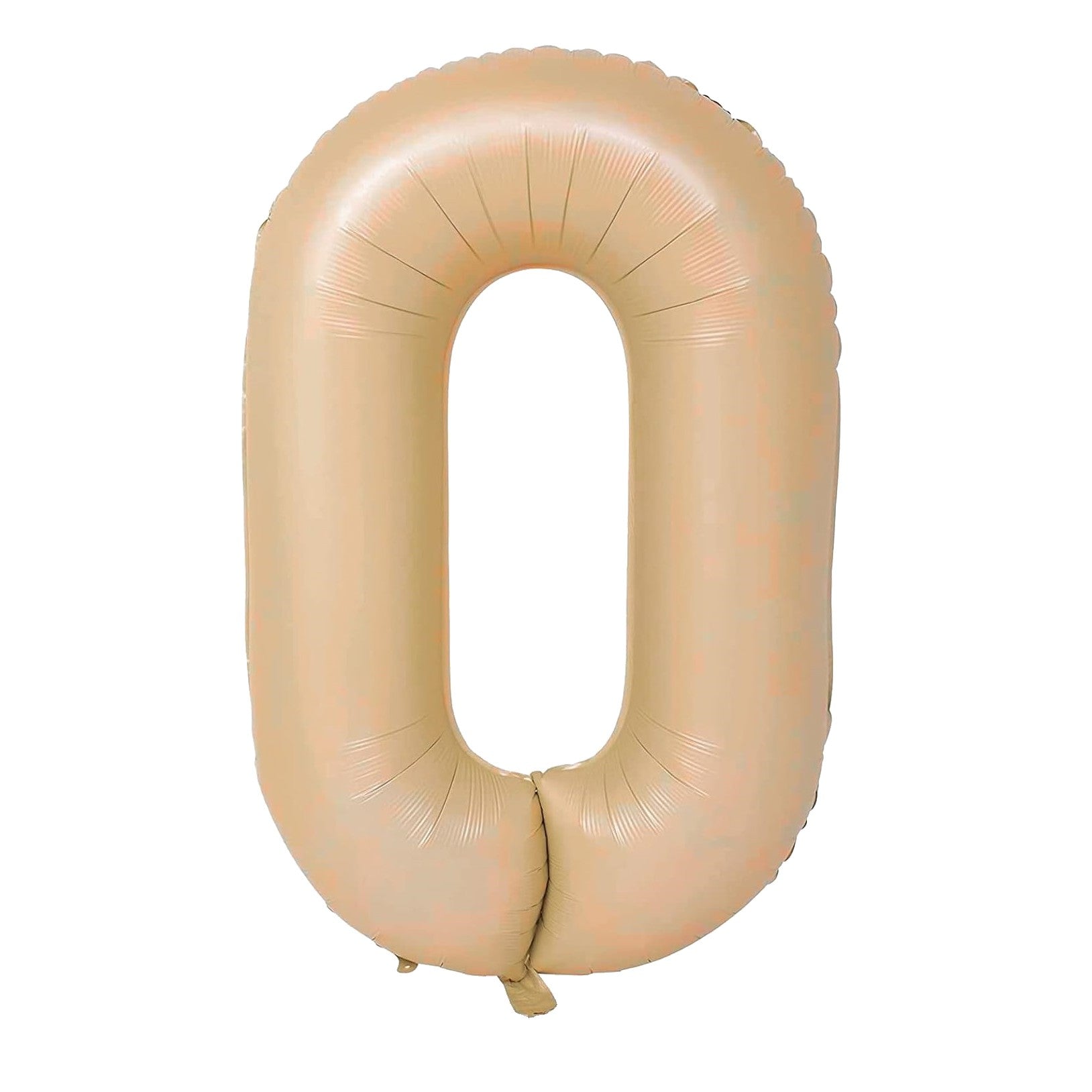 Balon din Folie Metalizata, Klevo, Model Cifra 0, 100 cm, Ambalaj Individual, Pai Inclus, Crem
