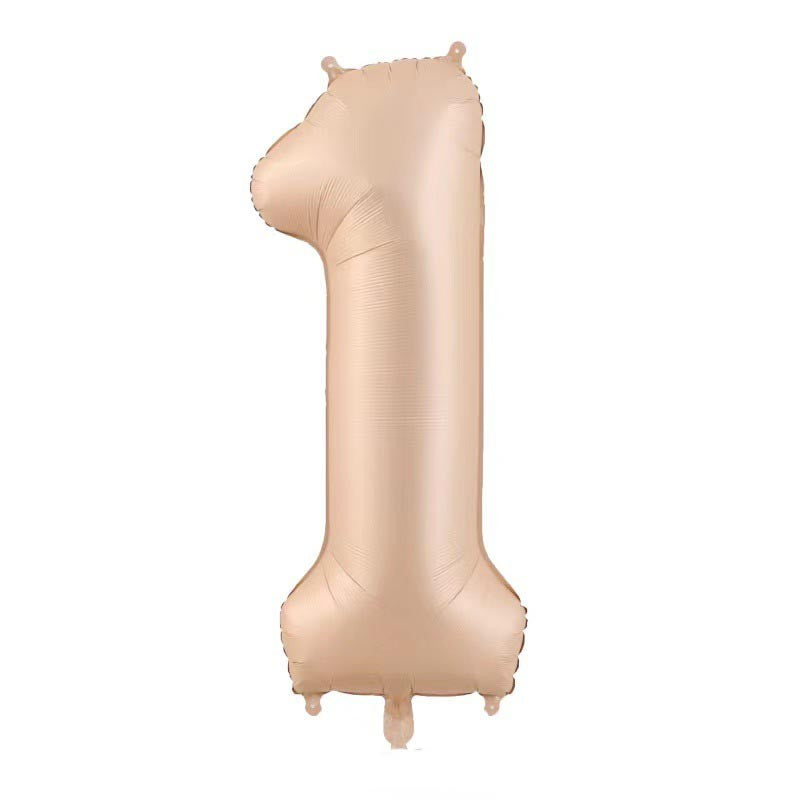 Balon din Folie Metalizata, Klevo, Figurina Cifra, Model 1, Tema Aniversare 100 cm, Ambalaj Individual, Pai Inclus, Umflare cu Aer sau Heliu, Crem
