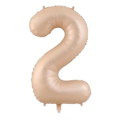Balon din Folie Metalizata, Klevo, Figurina Cifra, Model 2, Tema Aniversare 100 cm, Ambalaj Individual, Pai Inclus, Umflare cu Aer sau Heliu, Crem