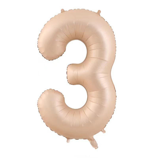 Balon din Folie Metalizata, Klevo, Figurina Cifra, Model 3, Tema Aniversare 100 cm, Ambalaj Individual, Pai Inclus, Umflare cu Aer sau Heliu, Crem
