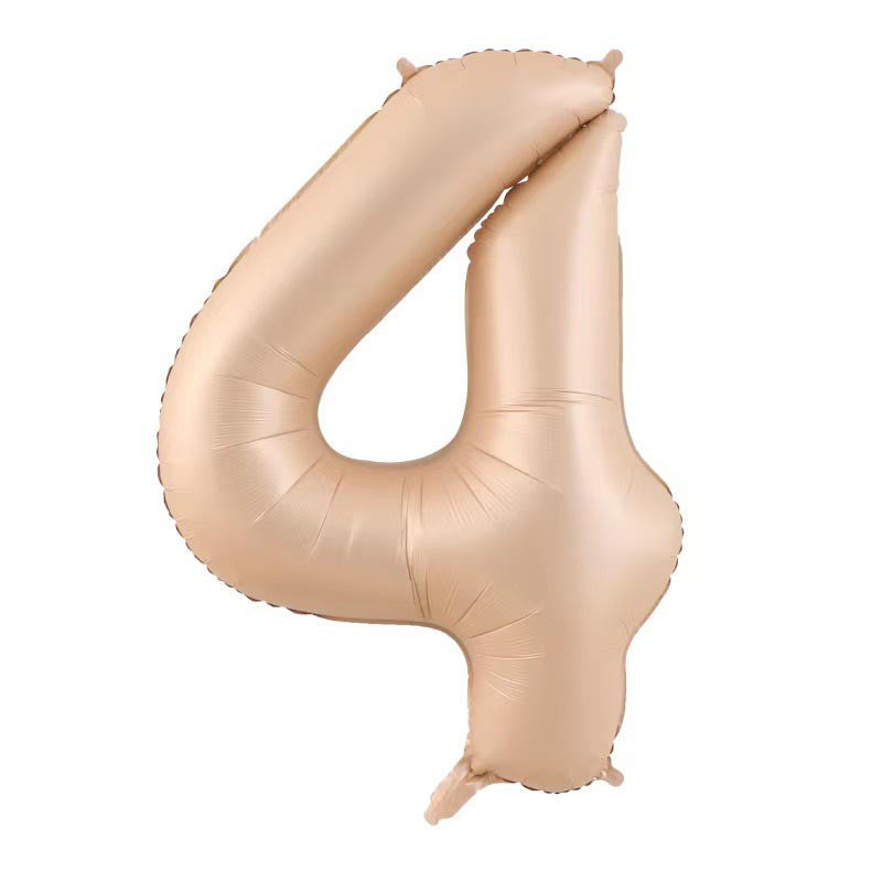 Balon din Folie Metalizata, Klevo, Figurina Cifra, Model 4, Tema Aniversare 100 cm, Ambalaj Individual, Pai Inclus, Umflare cu Aer sau Heliu, Crem