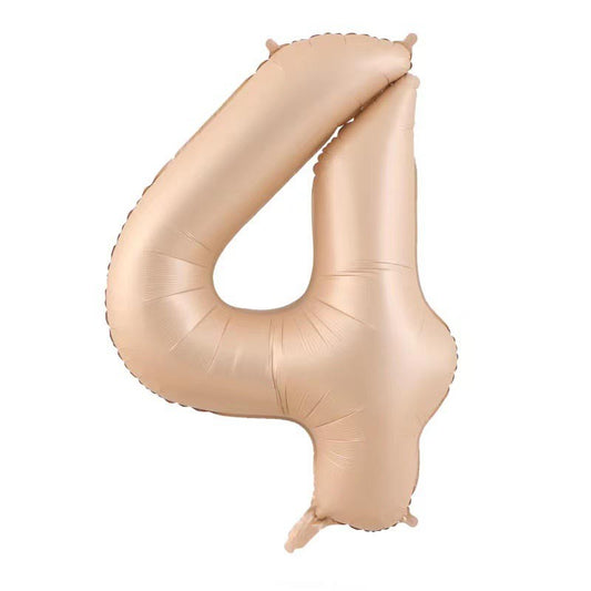 Balon din Folie Metalizata, Klevo, Figurina Cifra, Model 4, Tema Aniversare 100 cm, Ambalaj Individual, Pai Inclus, Umflare cu Aer sau Heliu, Crem