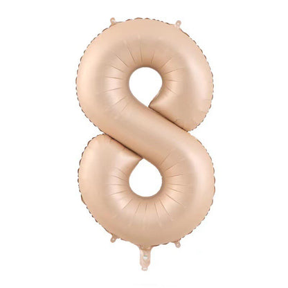 Balon din Folie Metalizata, Klevo, Figurina Cifra, Model 8, Tema Aniversare 100 cm, Ambalaj Individual, Pai Inclus, Umflare cu Aer sau Heliu, Crem