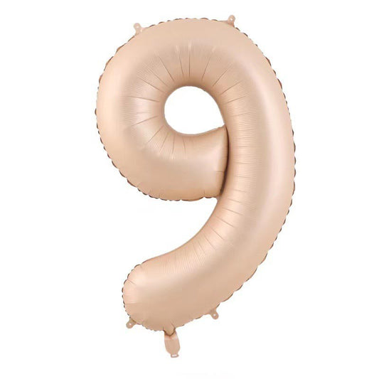 Balon din Folie Metalizata, Klevo, Figurina Cifra, Model 9, Tema Aniversare 100 cm, Ambalaj Individual, Pai Inclus, Umflare cu Aer sau Heliu, Crem