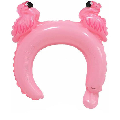 Balon din Folie Metalizata, Klevo, Tip Coronita cu Urechi, Model Flamingo, Ambalaj Individual, Pai Inclus, Umflare cu Aer sau Heliu, 28 x 27 cm, Roz