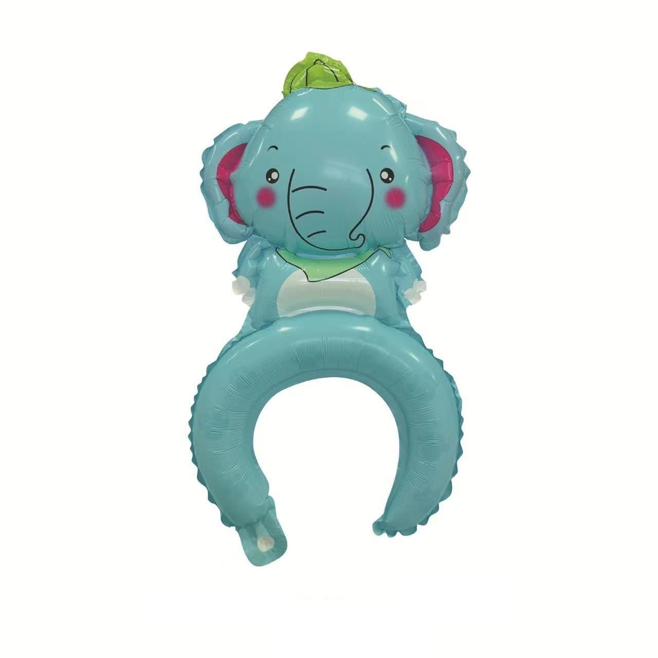 Balon din Folie Metalizata, Klevo, Tip Coronita, Model Elefant, Ambalaj Individual, Pai Inclus, Umflare cu Aer sau Heliu, 47 x 27 cm, Albastru