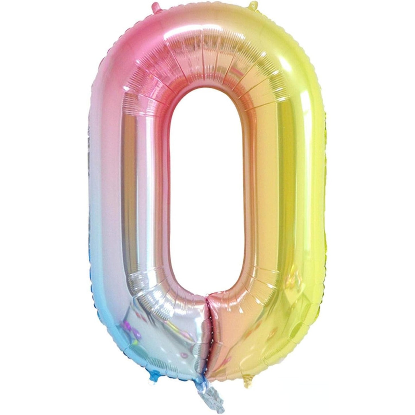 Balon din Folie Metalizata Gradient Klevo, Figurina Cifra, Tema Aniversare 100 cm, Ambalaj Individual, Pai inclus, Umflare cu Aer sau Heliu, Multicolor, Cifra 0