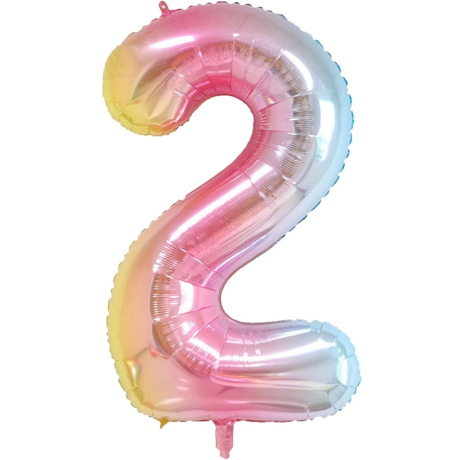 Balon din Folie Metalizata Gradient Klevo, Figurina Cifra, Tema Aniversare 100 cm, Ambalaj Individual, Pai inclus, Umflare cu Aer sau Heliu, Multicolor, Cifra 2