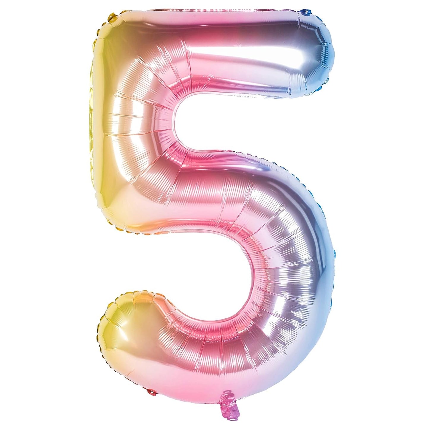 Balon din Folie Metalizata Gradient Klevo, Figurina Cifra, Tema Aniversare 100 cm, Ambalaj Individual, Pai inclus, Umflare cu Aer sau Heliu, Multicolor, Cifra 5