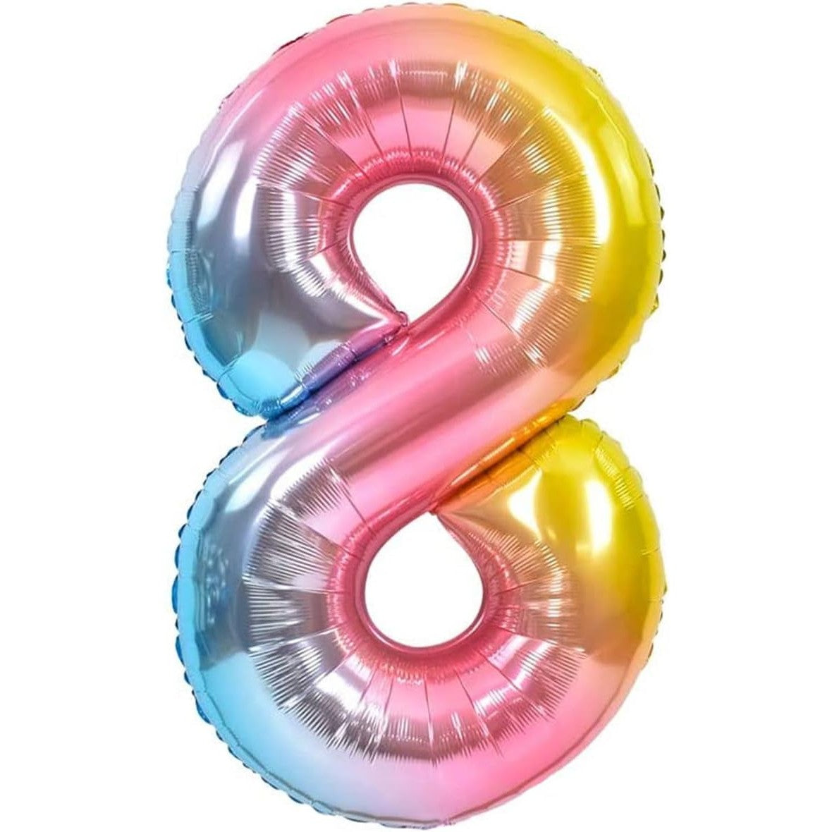 Balon din Folie Metalizata Gradient Klevo, Figurina Cifra, Tema Aniversare 100 cm, Ambalaj Individual, Pai inclus, Umflare cu Aer sau Heliu, Multicolor, Cifra 8