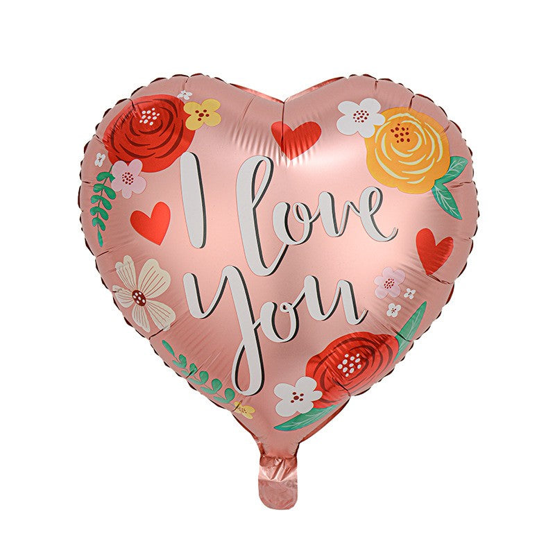 Balon din Folie Metalizata, Klevo, Figurina Inimioara, Model I LOVE YOU, Tematica Iubire, 45 cm, Ambalaj Individual, Pai Inclus, Umflare cu Aer sau Heliu, Rosu Multicolor