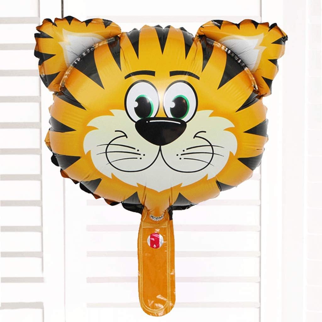 Balon din Folie Metalizata, Klevo, Mini Figurine Animalute, Model Tigru, Tematica Aniversare, 38x31 cm, Ambalaj Individual, Pai Inclus, Umflare cu Aer sau Heliu, Multicolor