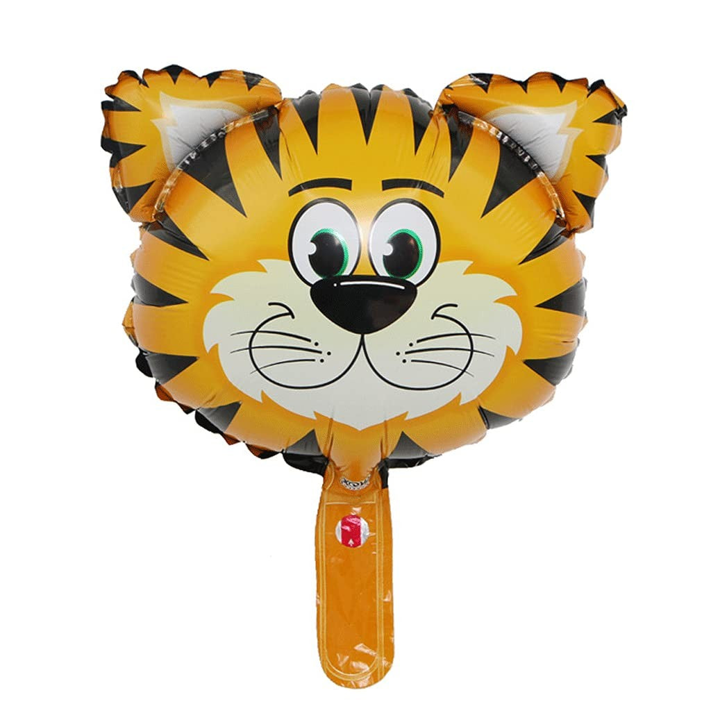 Balon din Folie Metalizata, Klevo, Mini Figurine Animalute, Model Tigru, Tematica Aniversare, 38x31 cm, Ambalaj Individual, Pai Inclus, Umflare cu Aer sau Heliu, Multicolor