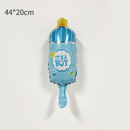Balon din Folie Metalizata, Klevo, Mini Figurina Biberon, Model It's a Boy, Tematica Gender Reveal, 44x20 cm, Ambalaj Individual, Pai Inclus, Umflare cu Aer sau Heliu, Albastru