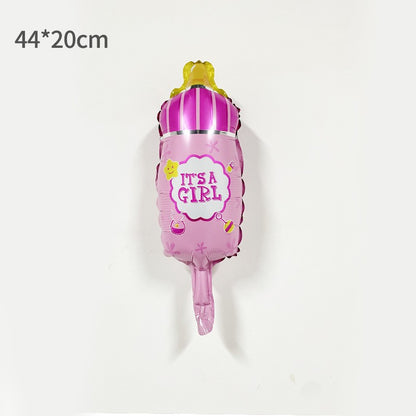 Balon din Folie Metalizata, Klevo, Mini Figurina Biberon, Model It's a Girl, Tematica Gender Reveal, 44x20 cm, Ambalaj Individual, Pai Inclus, Umflare cu Aer sau Heliu, Roz