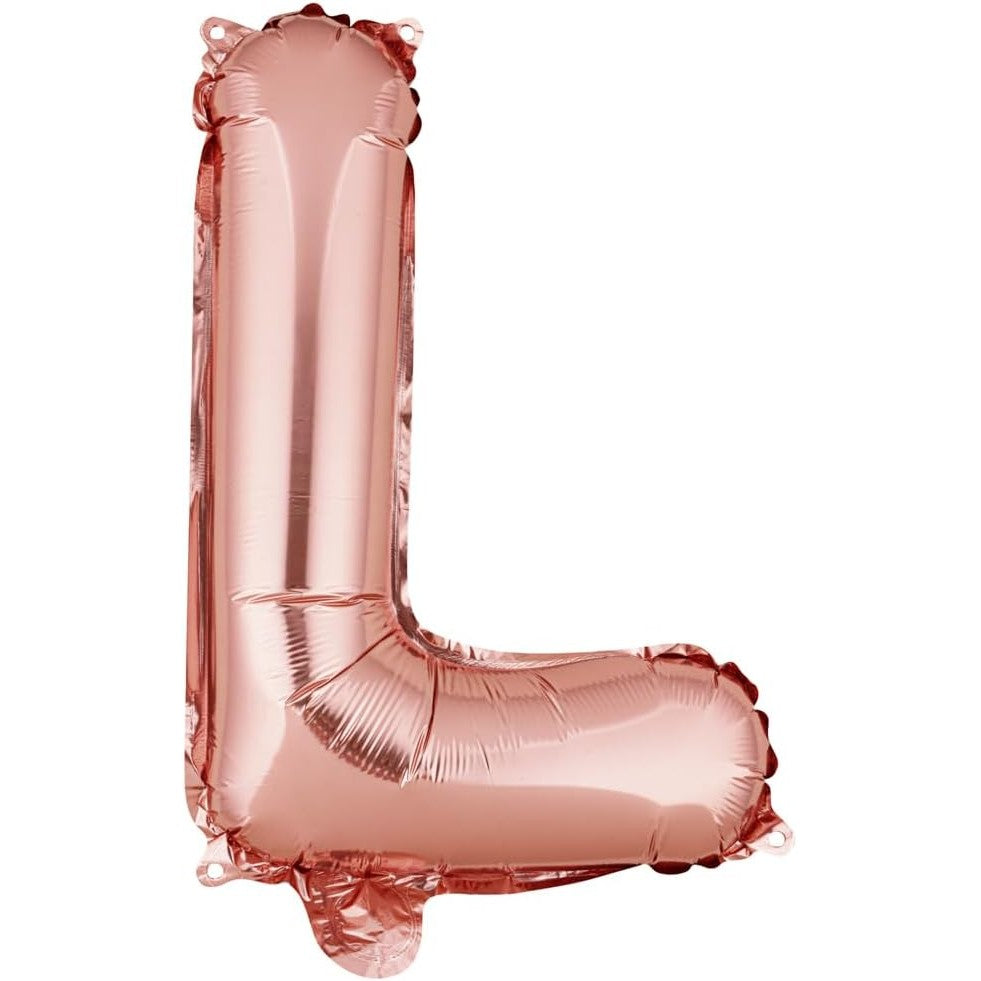 Balon Folie Metalizata Litera L, Klevo, 40 cm, Umflati cu Heliu sau Aer, Ambalaj Individual, Pai inclus, Rose Gold