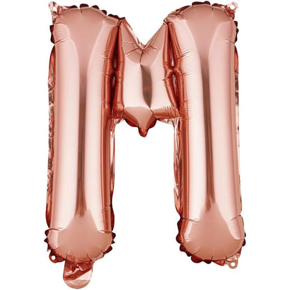 Balon Folie Metalizata Litera M, Klevo, 40 cm, Umflati cu Heliu sau Aer, Ambalaj Individual, Pai inclus, Rose Gold