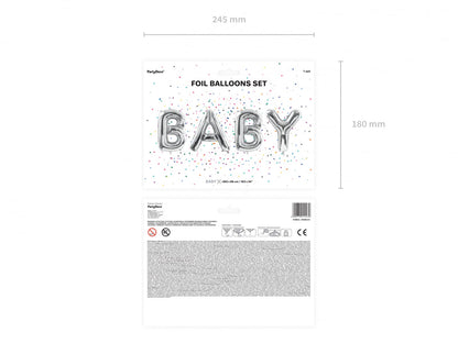 Balon folie Baby, 262x86cm, argintiu (1 buc.)