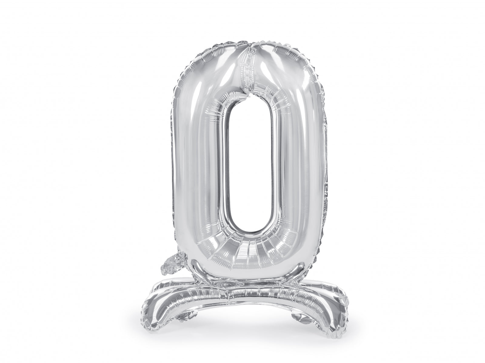 Balon folie cu suport Numărul "0", 70 cm, argintiu (1 pachet / 1 buc.)