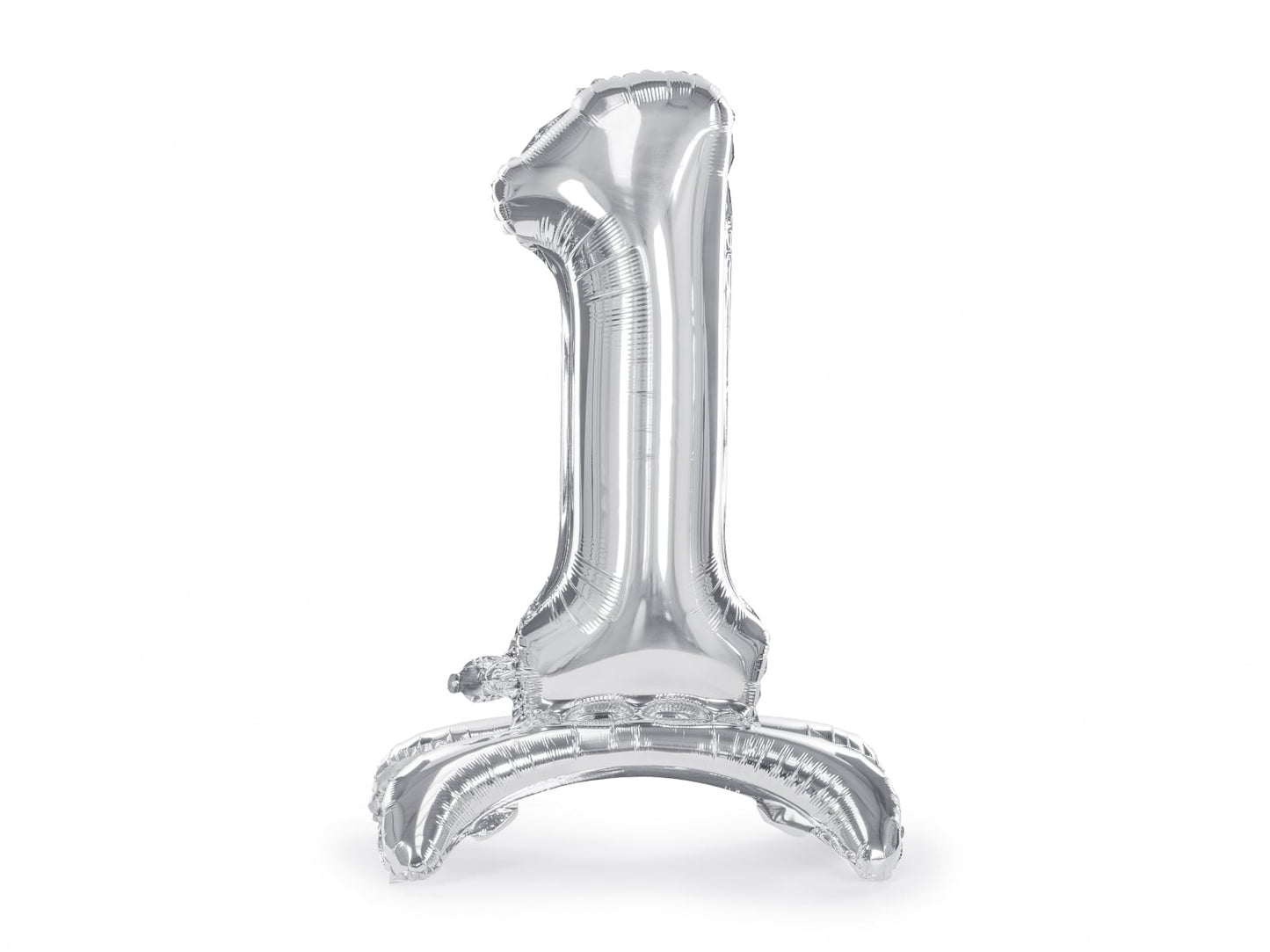 Balon folie cu suport Numărul "1", 70 cm, argintiu (1 pachet / 1 buc.)