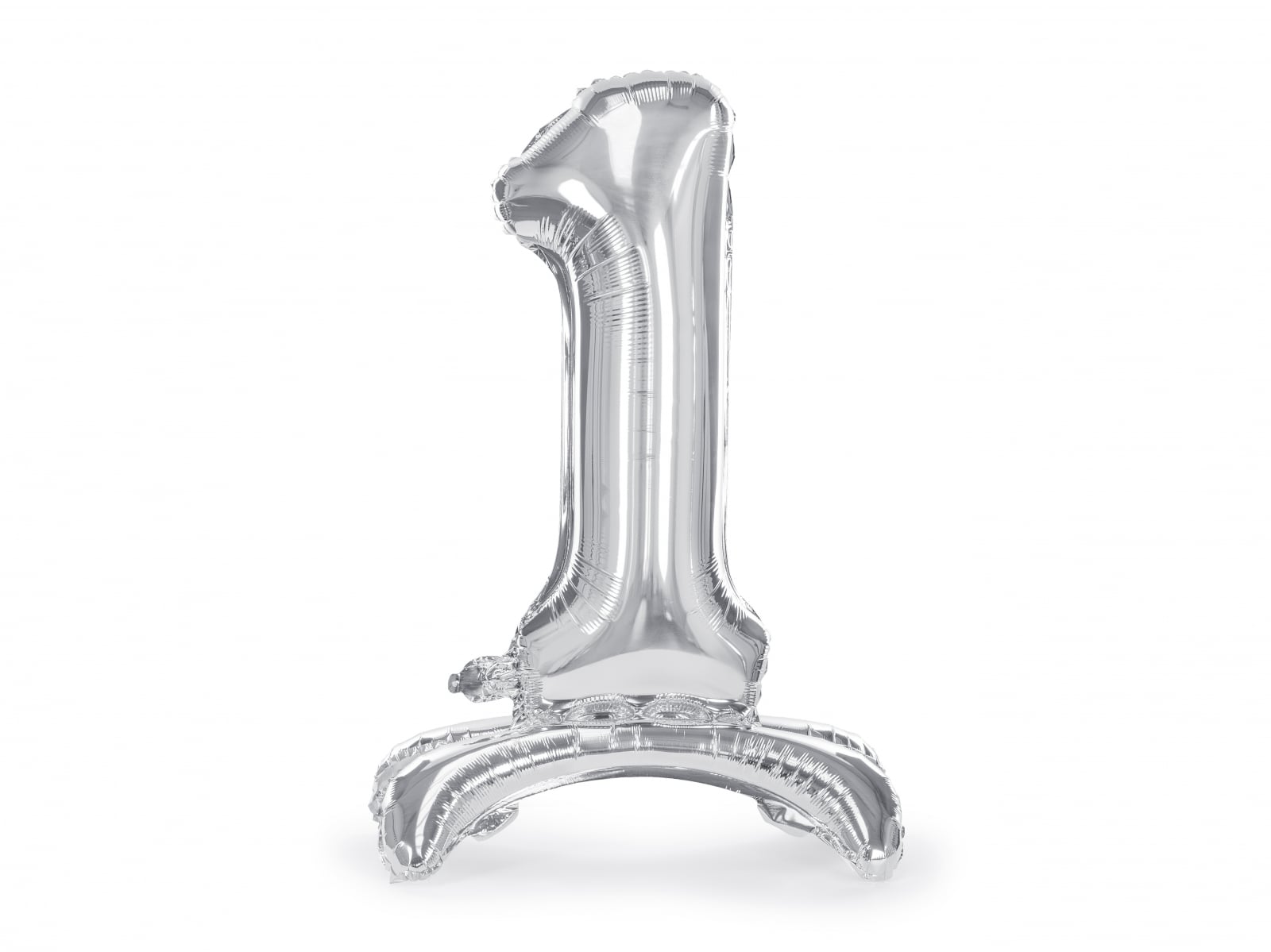 Balon folie cu suport Numărul "1", 70 cm, argintiu (1 pachet / 1 buc.)
