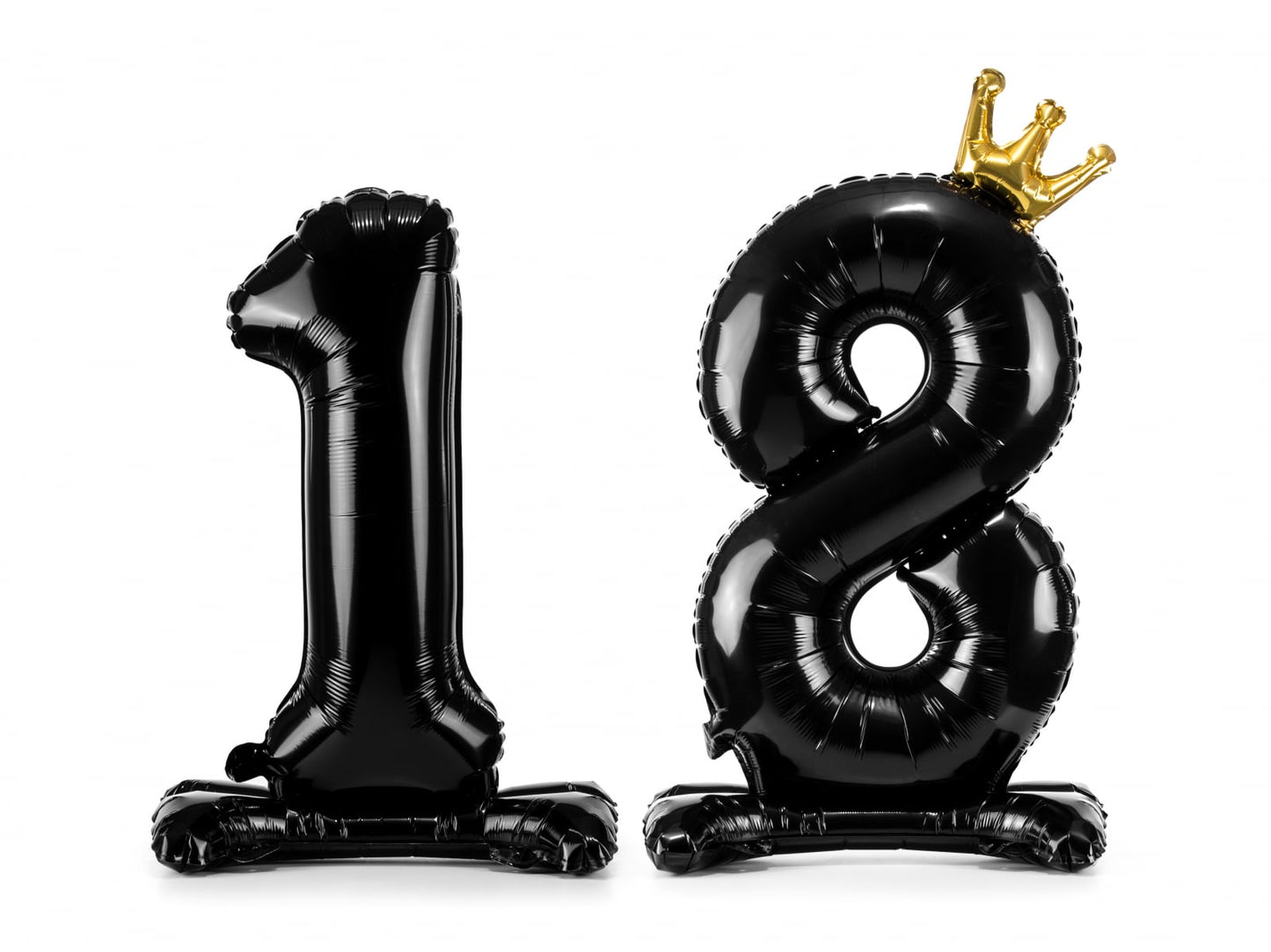 Balon folie cu suport Numărul "18", 84 cm, negru (1 pachet / 1 buc.)