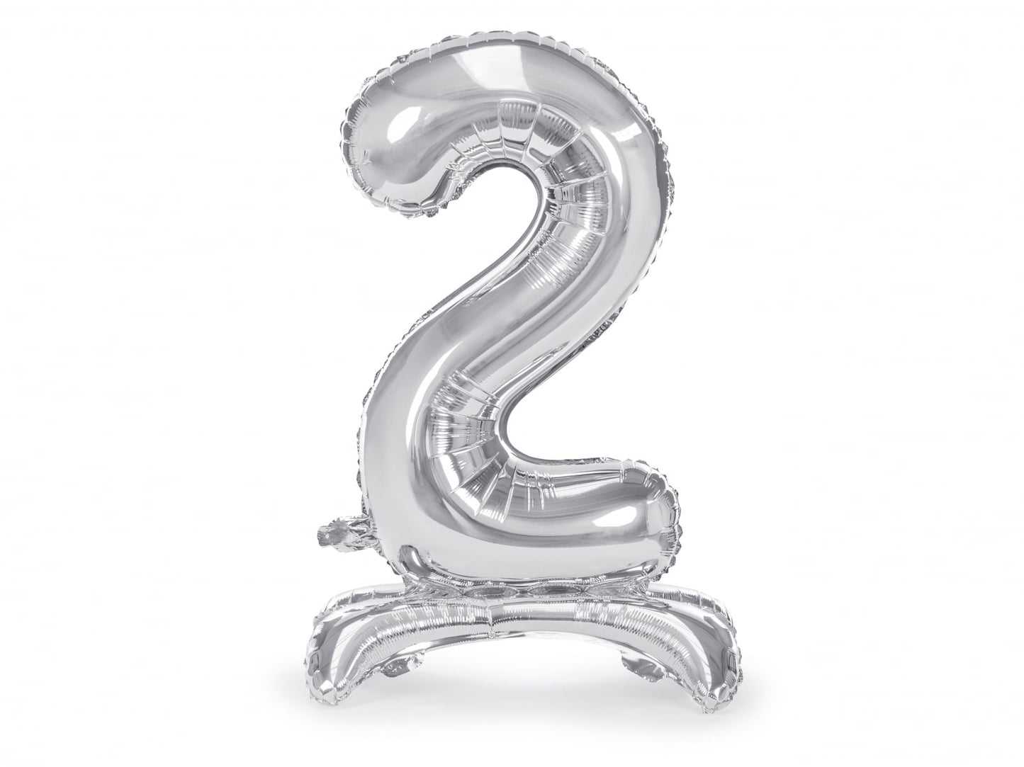 Balon folie cu suport Numărul "2", 70 cm, argintiu (1 pachet / 1 buc.)