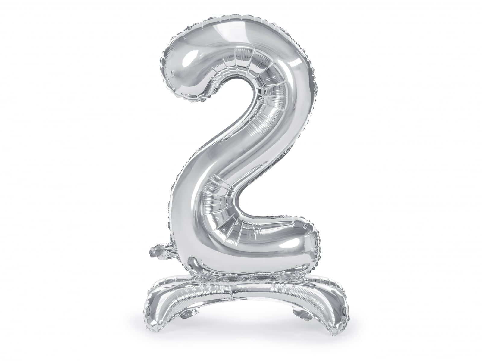 Balon folie cu suport Numărul "2", 70 cm, argintiu (1 pachet / 1 buc.)