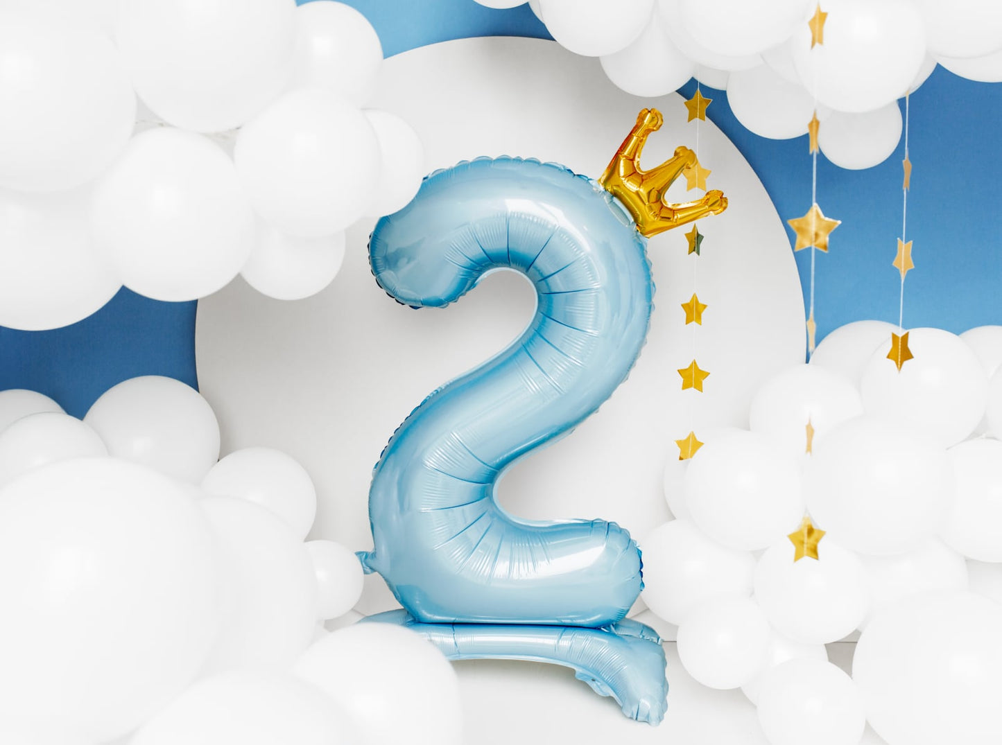 Balon folie cu suport Numărul "2", 84 cm, albastru cer (1 pachet / 1 buc.)