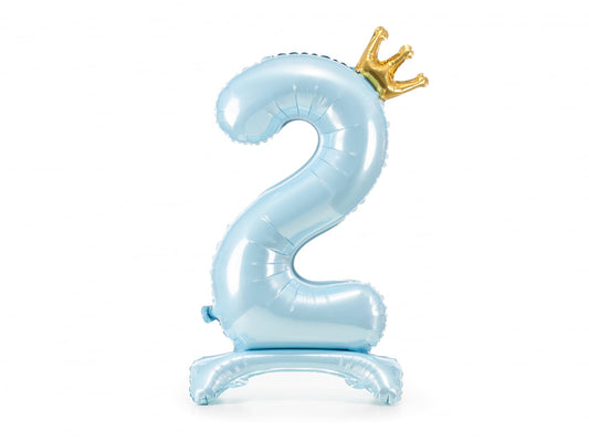 Balon folie cu suport Numărul "2", 84 cm, albastru cer (1 pachet / 1 buc.)
