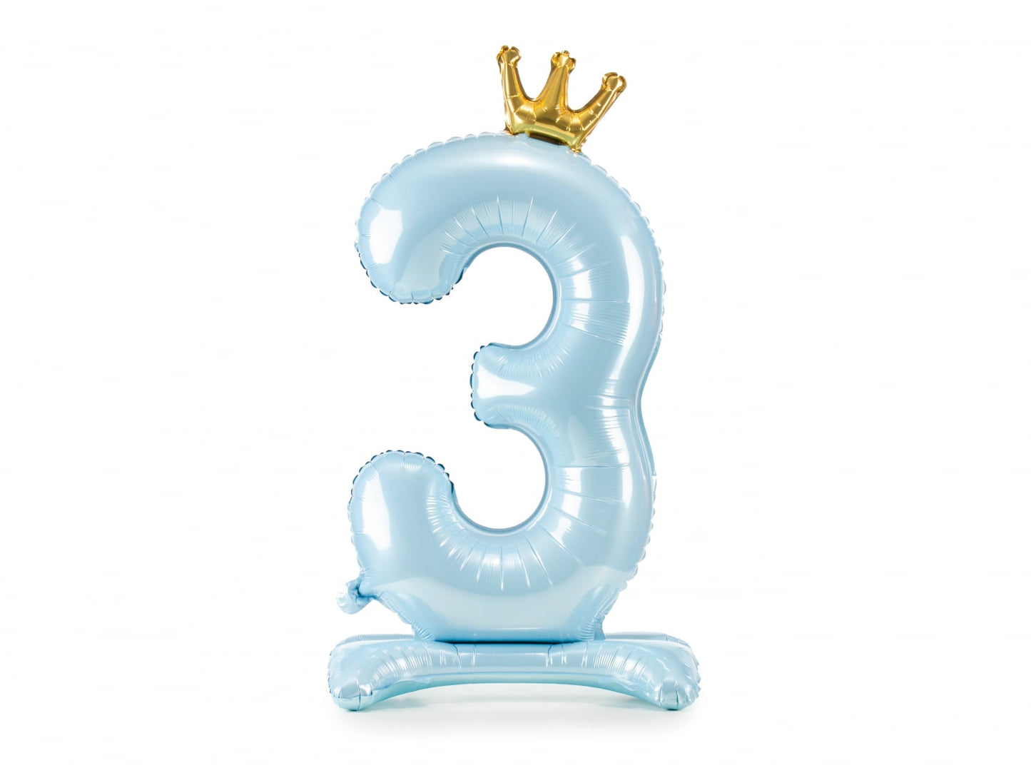 Balon folie cu suport Numărul "3", 84 cm, albastru cer (1 pachet / 1 buc.)
