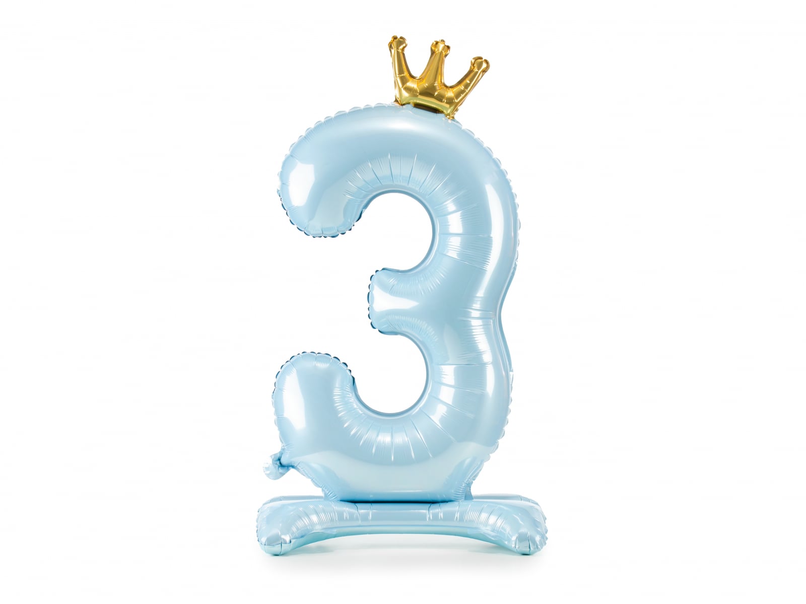 Balon folie cu suport Numărul "3", 84 cm, albastru cer (1 pachet / 1 buc.)