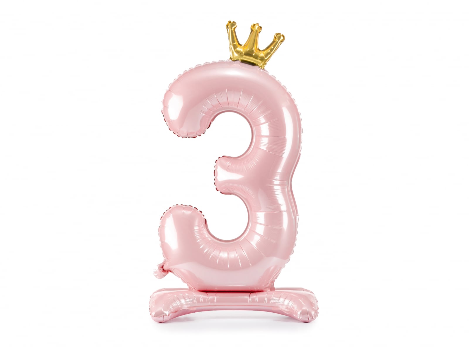 Balon folie cu suport Numărul "3", 84 cm, roz deschis (1 pachet / 1 buc.)
