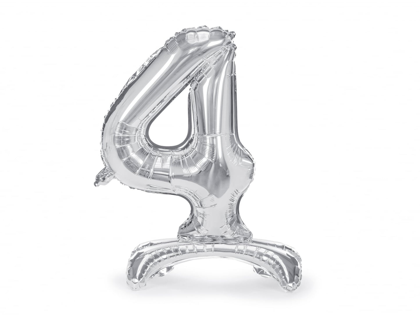 Balon folie cu suport Numărul "4", 70 cm, argintiu (1 pachet / 1 buc.)